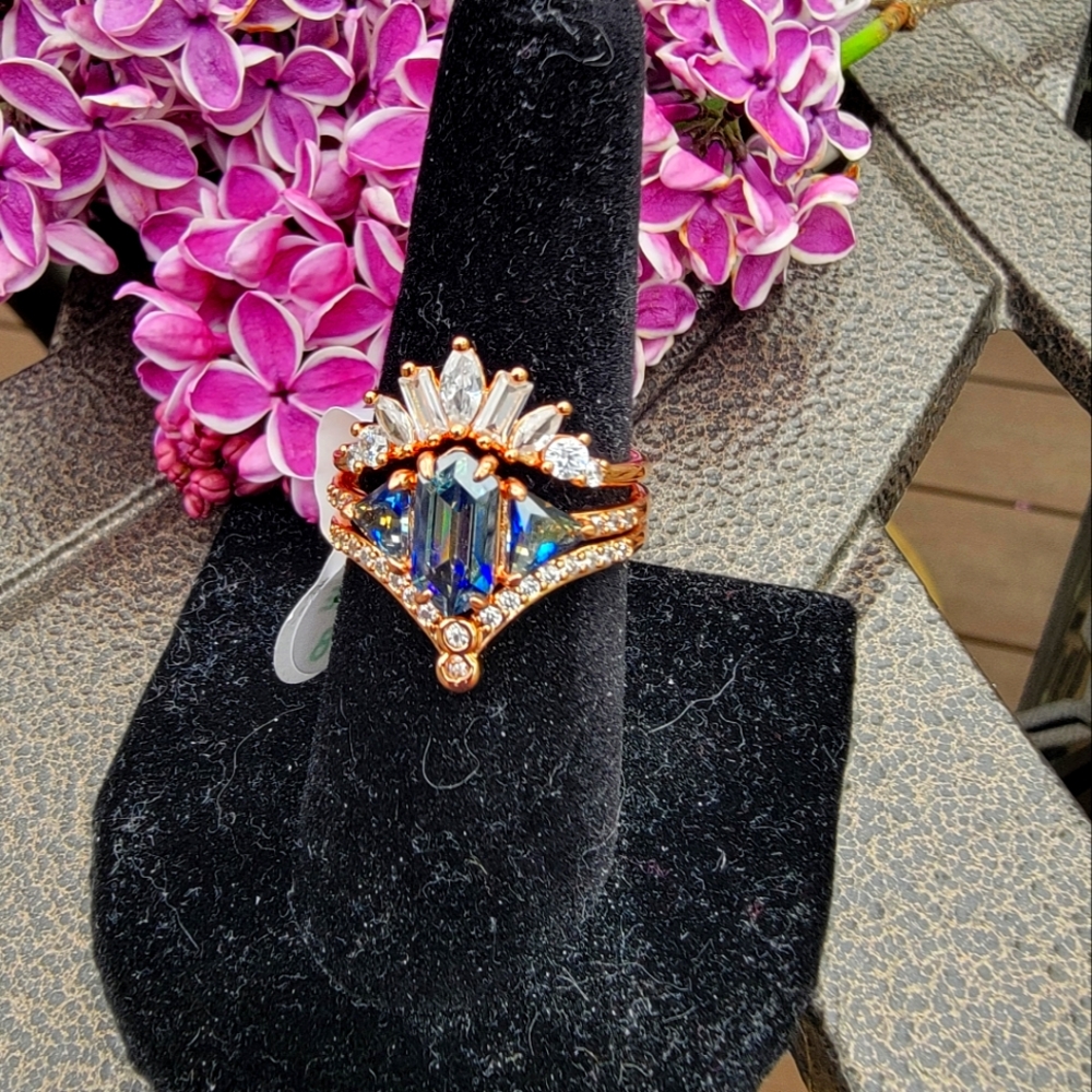 Lab created Rainbow topaz halo ring
